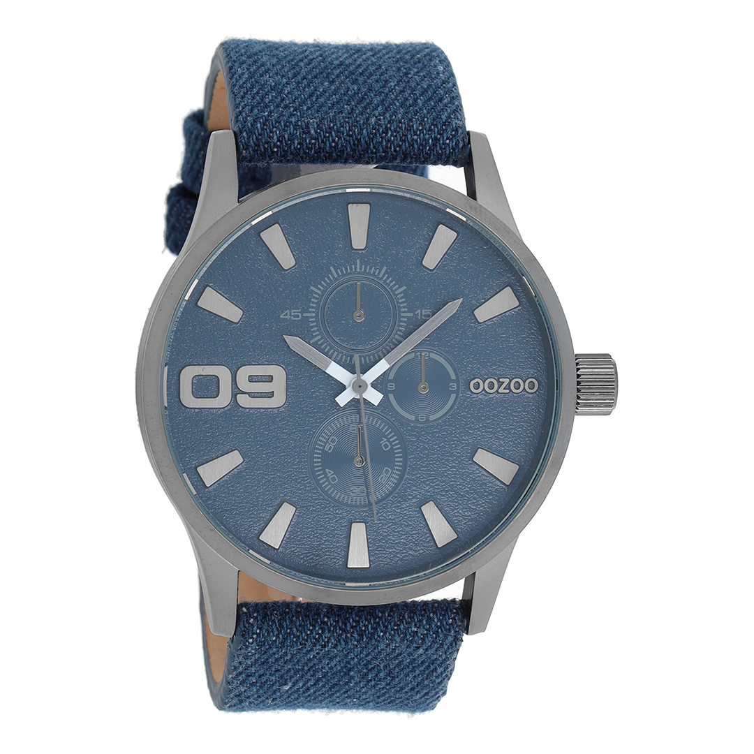 Titanium OOZOO watch with jeans leather strap - C10345