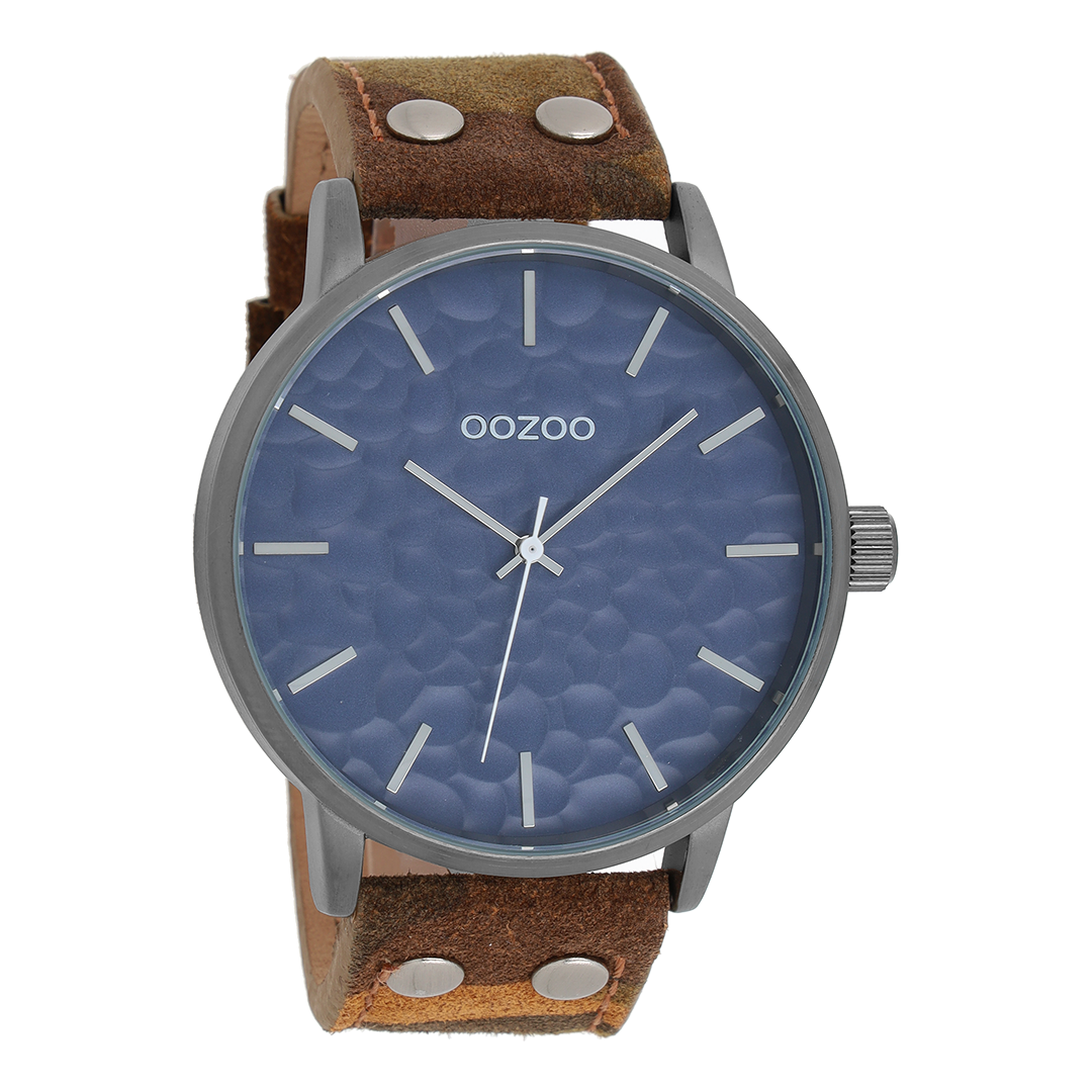 Titanium OOZOO watch with camouflage leather strap - C10461