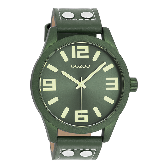 oozoo Groene OOZOO horloge met metalen mesh armband C11303