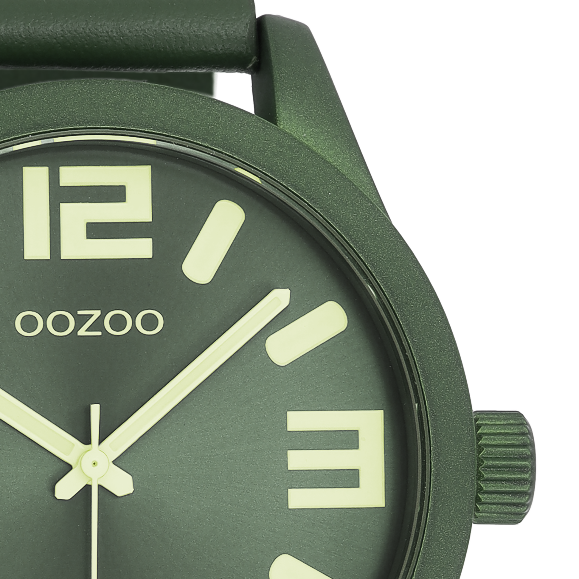 Oozoo C10537 - Orologio Uomo Con Cinturino In Pelle - Cassa 48mm Nera Opaca, Quadrante Verde Scuro - Movimento Quarzo Miyota