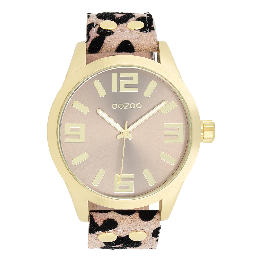 OOZOO Timepieces C1099 gold coloured watch brown strap OOZOO Timepieces C1099 gold coloured watch brown strap