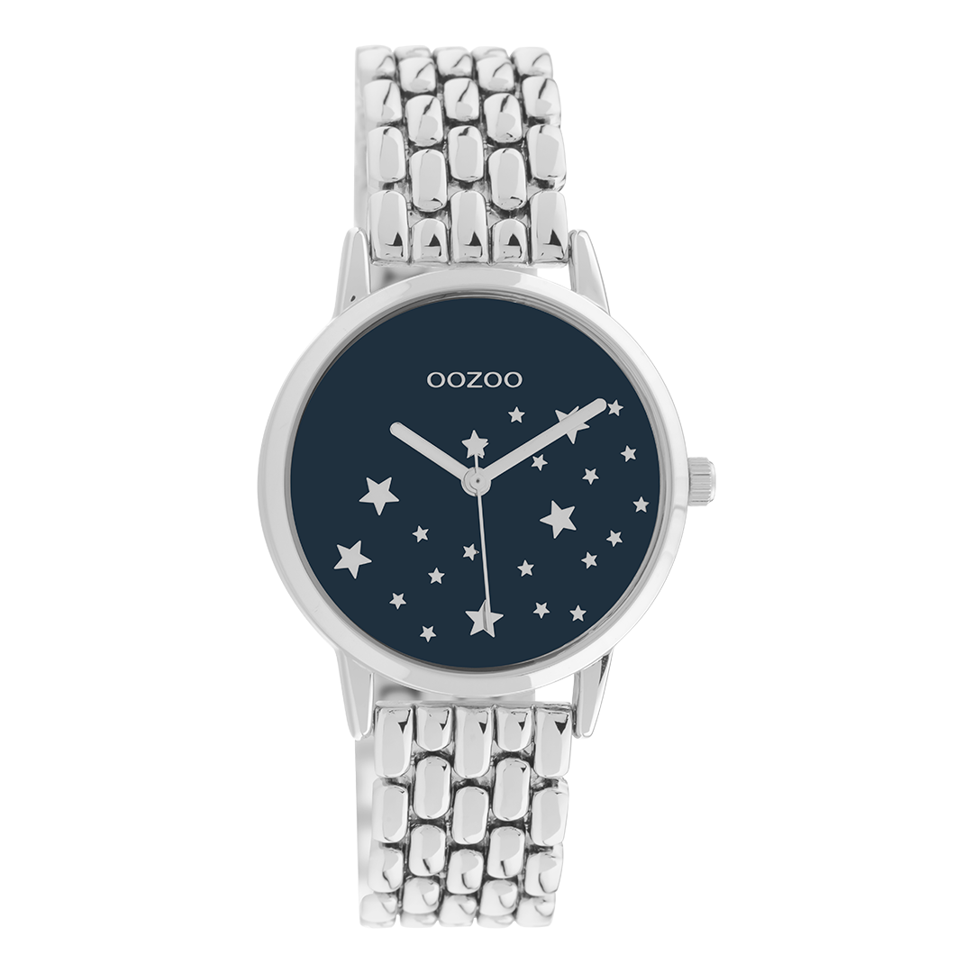 Zilverkleurige OOZOO horloge met roestvrijstalen armband - C11026