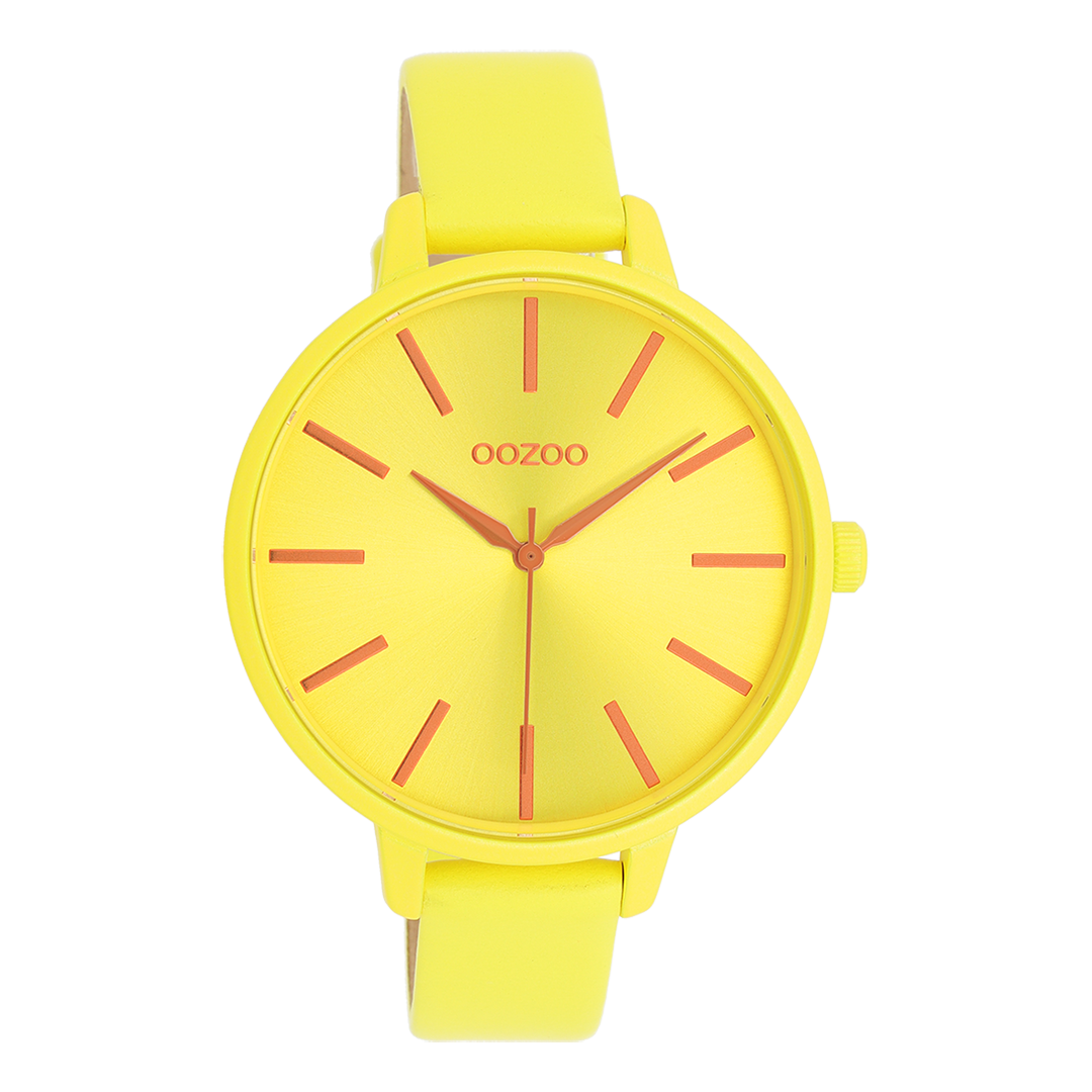 Neon yellow OOZOO watch with neon yellow leather strap C11184