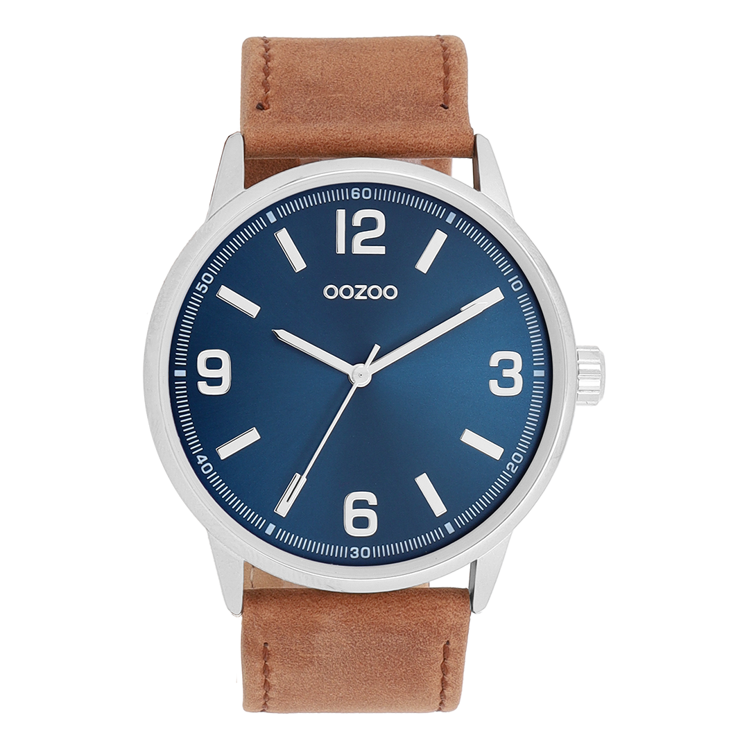 OOZOO Timepieces C11501 silver coloured watch brown strap