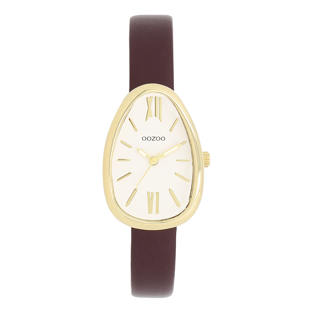 OOZOO Timepieces C11635 gold coloured watch fig red strap