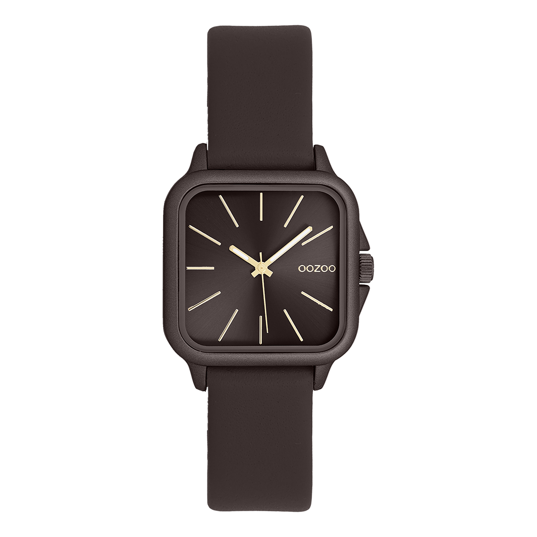 Dark brown OOZOO watch with leather strap - C11669