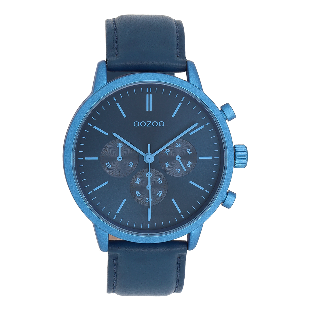Blue OOZOO watch with dark blue leather strap - C11711
