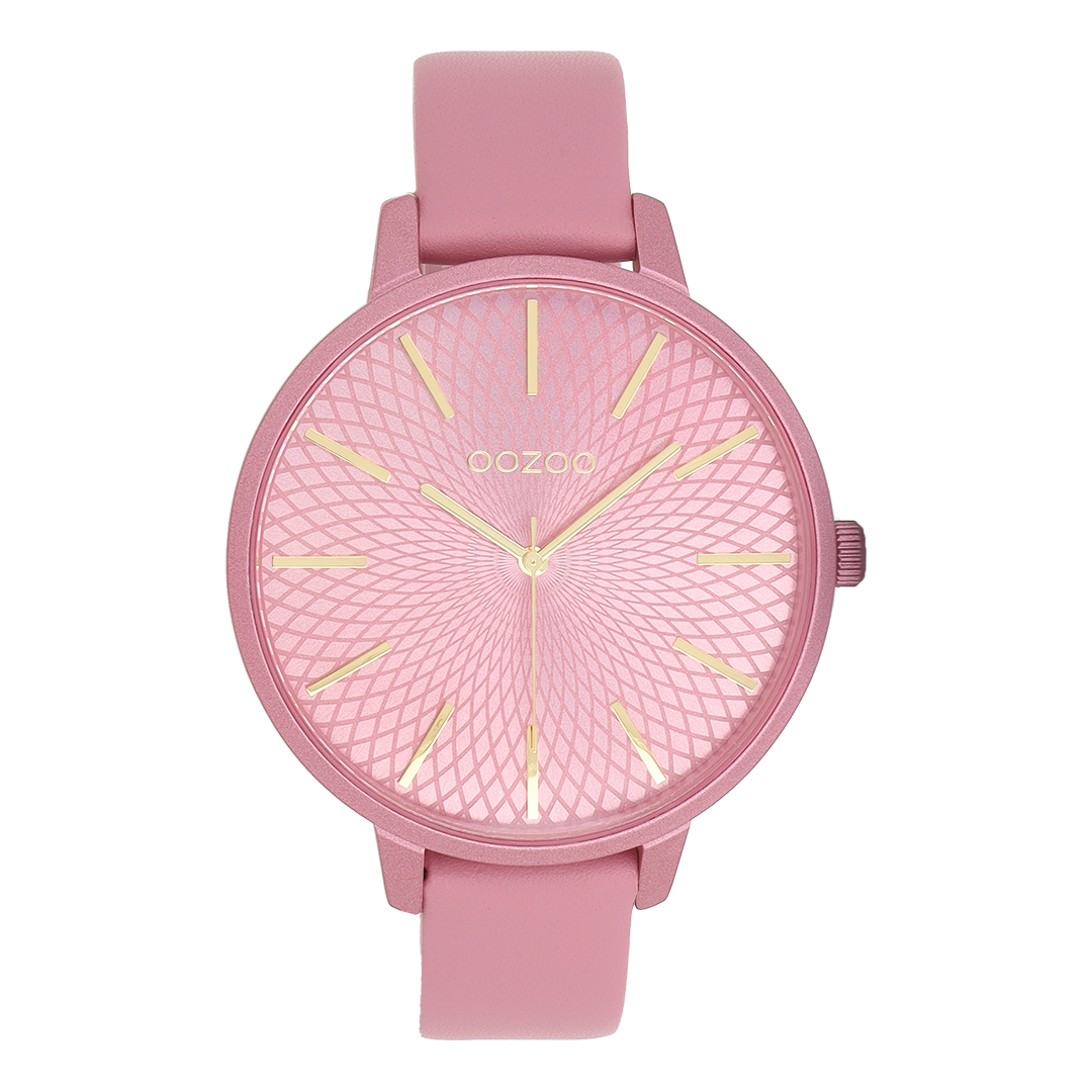 Pink OOZOO watch with leather strap - C11736