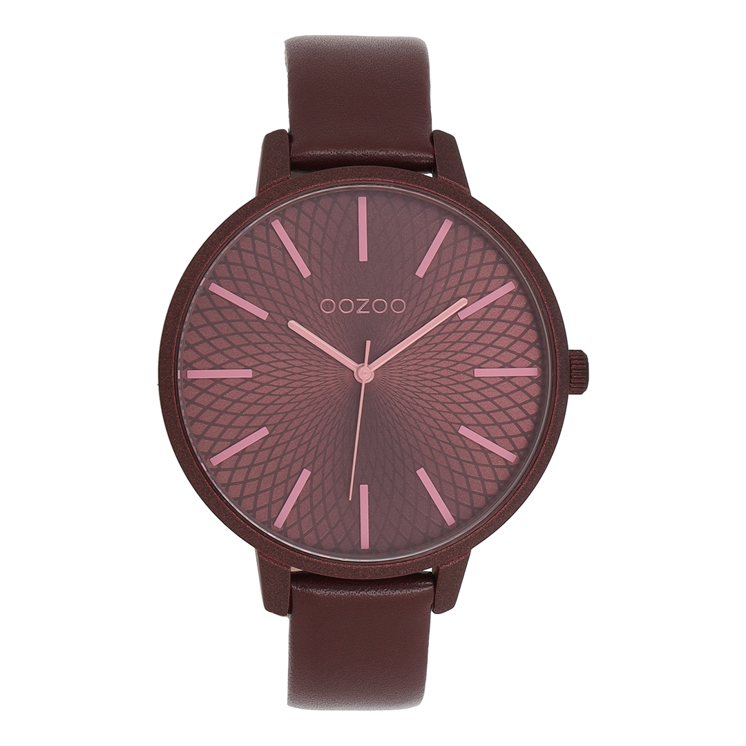 Burgundy OOZOO watch with bordeaux leather strap - C11738