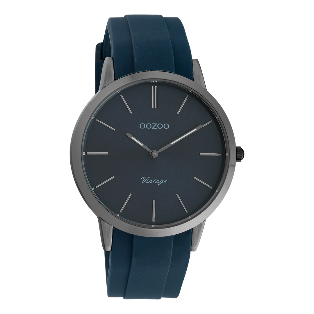 Titanium OOZOO horloge met donker blauwe rubber band - C20171