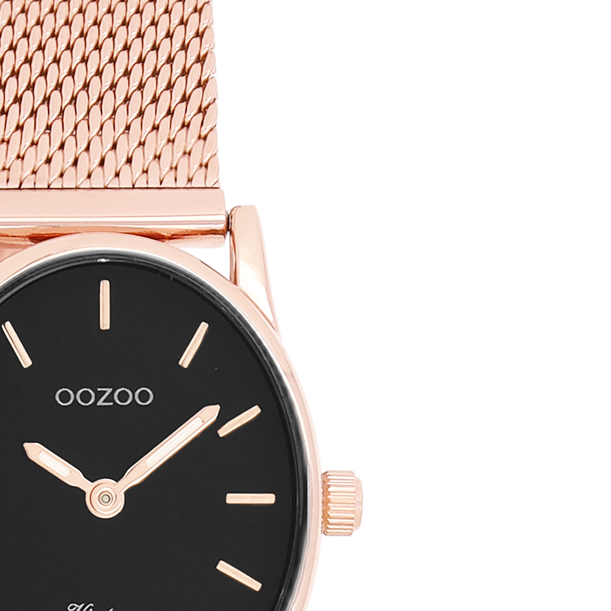Rose gold coloured OOZOO watch with metal mesh bracelet C20260