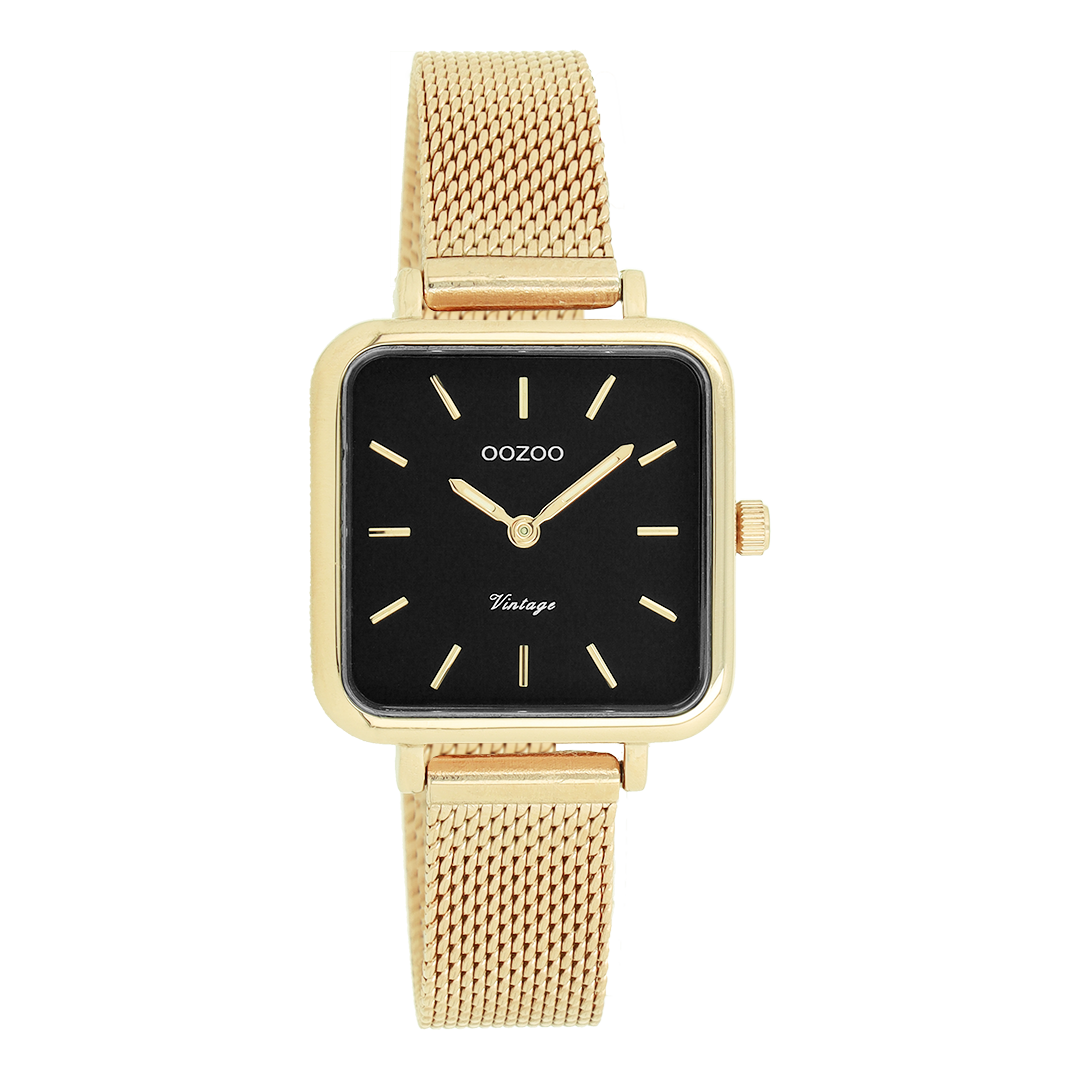Gold coloured OOZOO watch with metal mesh bracelet C20263