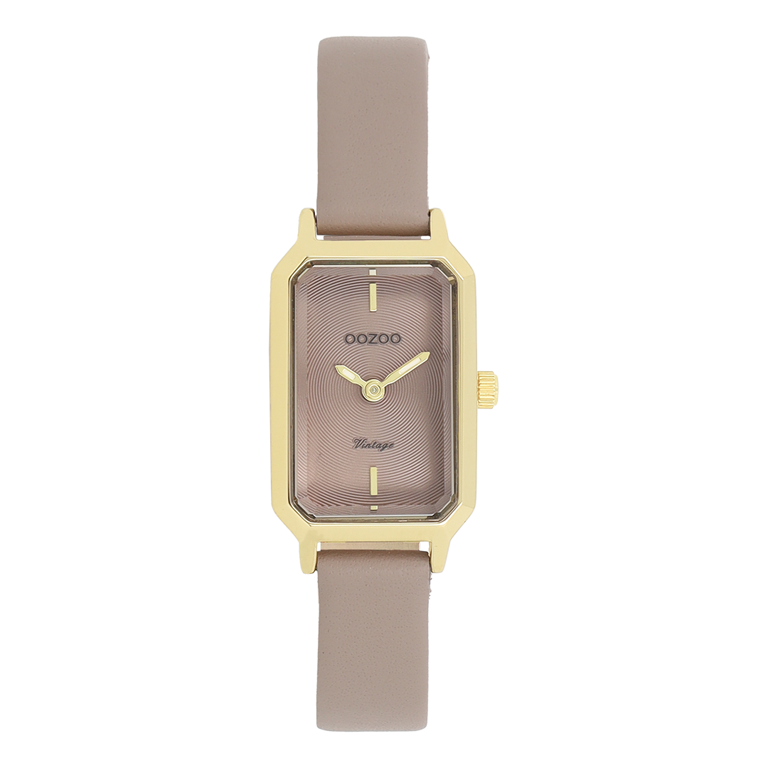 OOZOO Montre en couleur or avec bracelet en cuir en taupe - C20420
