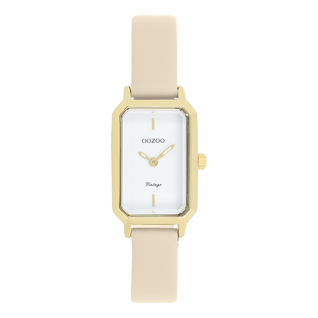 OOZOO Montre en couleur or avec bracelet en cuir en sable - C20450