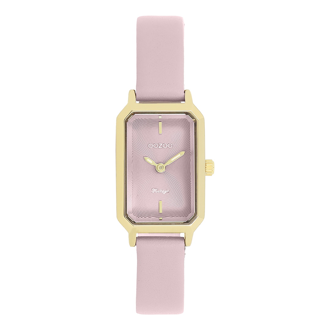 OOZOO Montre en couleur or avec bracelet en cuir en rose - C20452