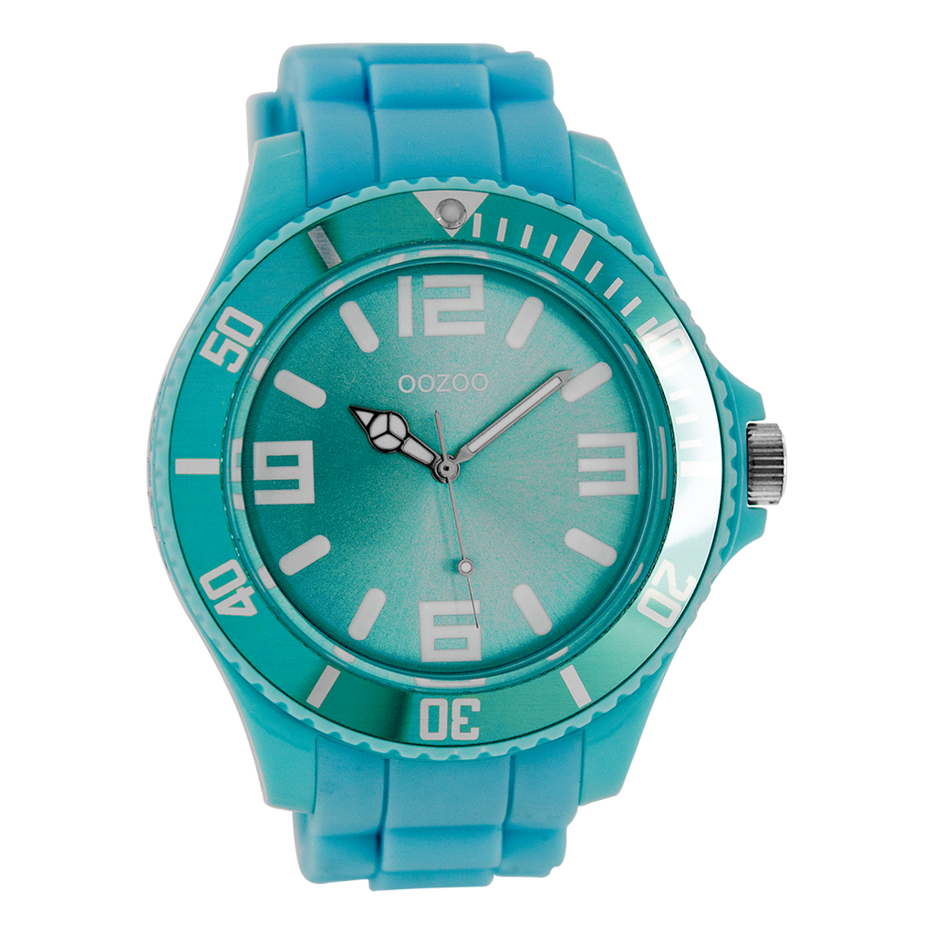 Licht blauwe OOZOO horloge met rubber band - C4165