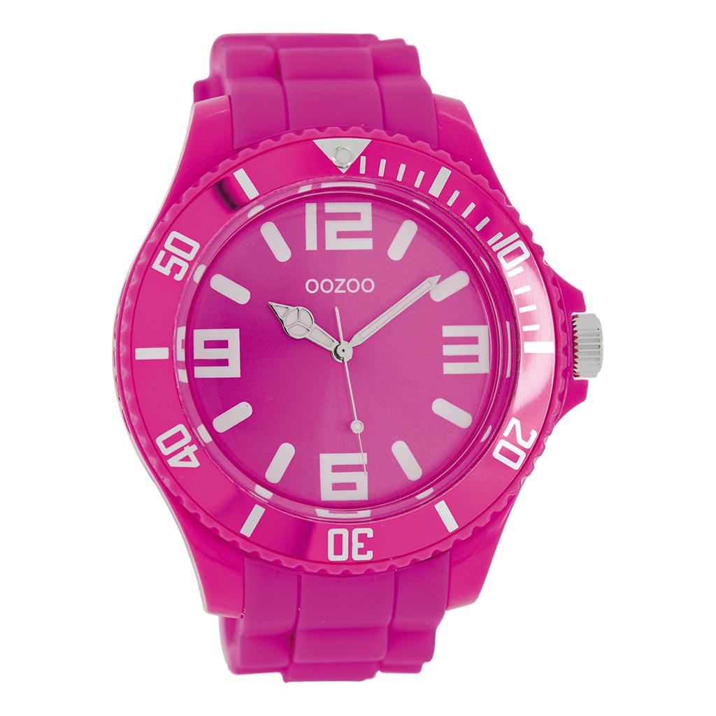 Roze OOZOO horloge met rubber band - C4166