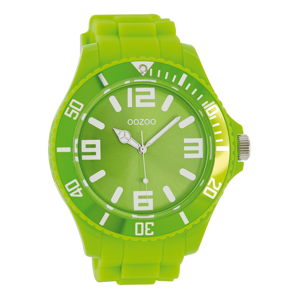 Fluo groene OOZOO horloge met rubber band - C4167