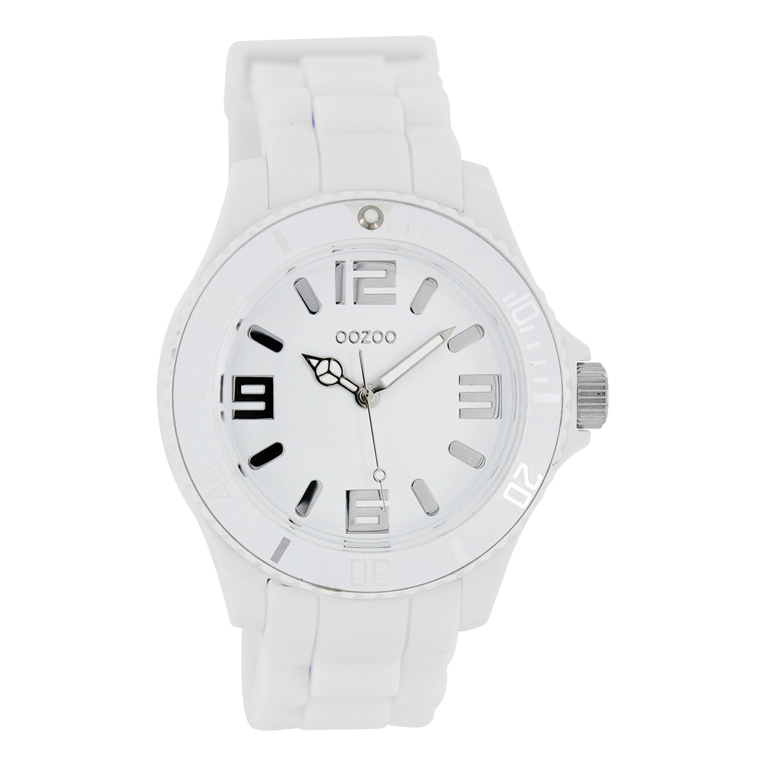 White OOZOO watch with rubber strap - C4172