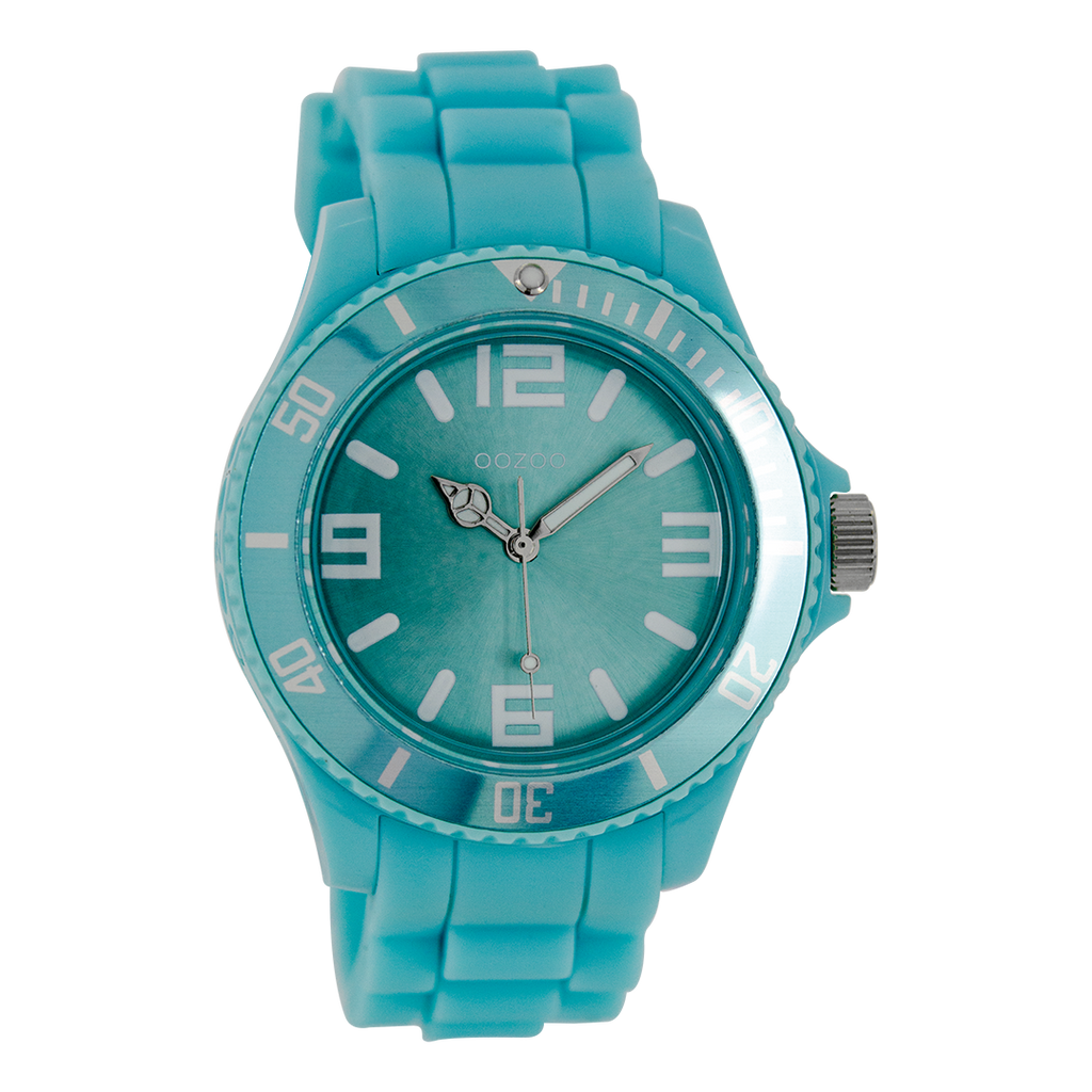 Licht blauwe OOZOO horloge met rubber band - C4176