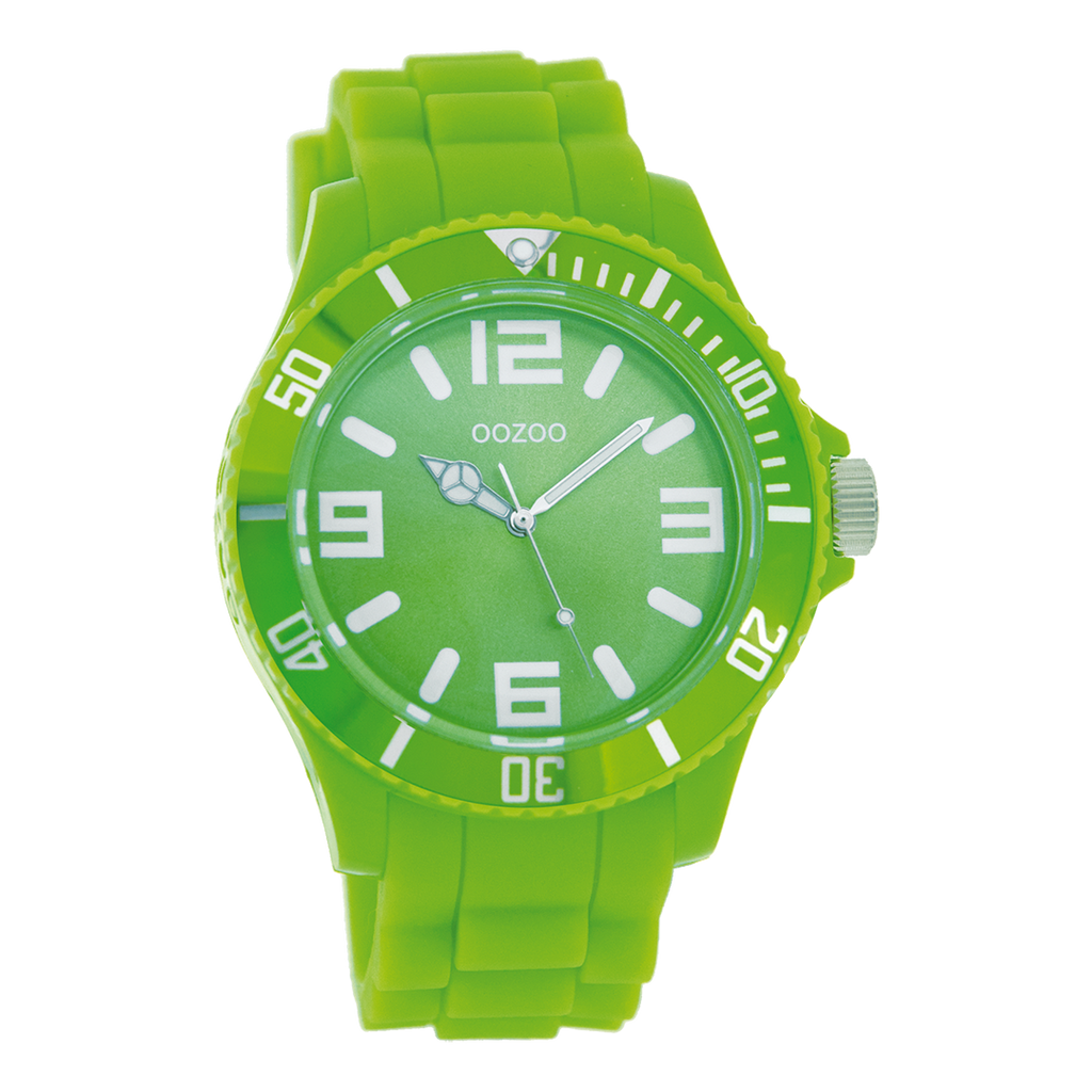 Fluo groene OOZOO horloge met rubber band - C4178