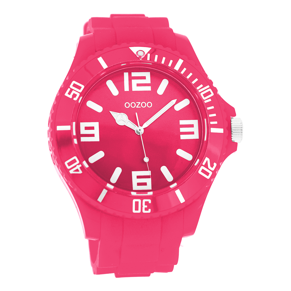 Fluo roze OOZOO horloge met rubber band - C4285