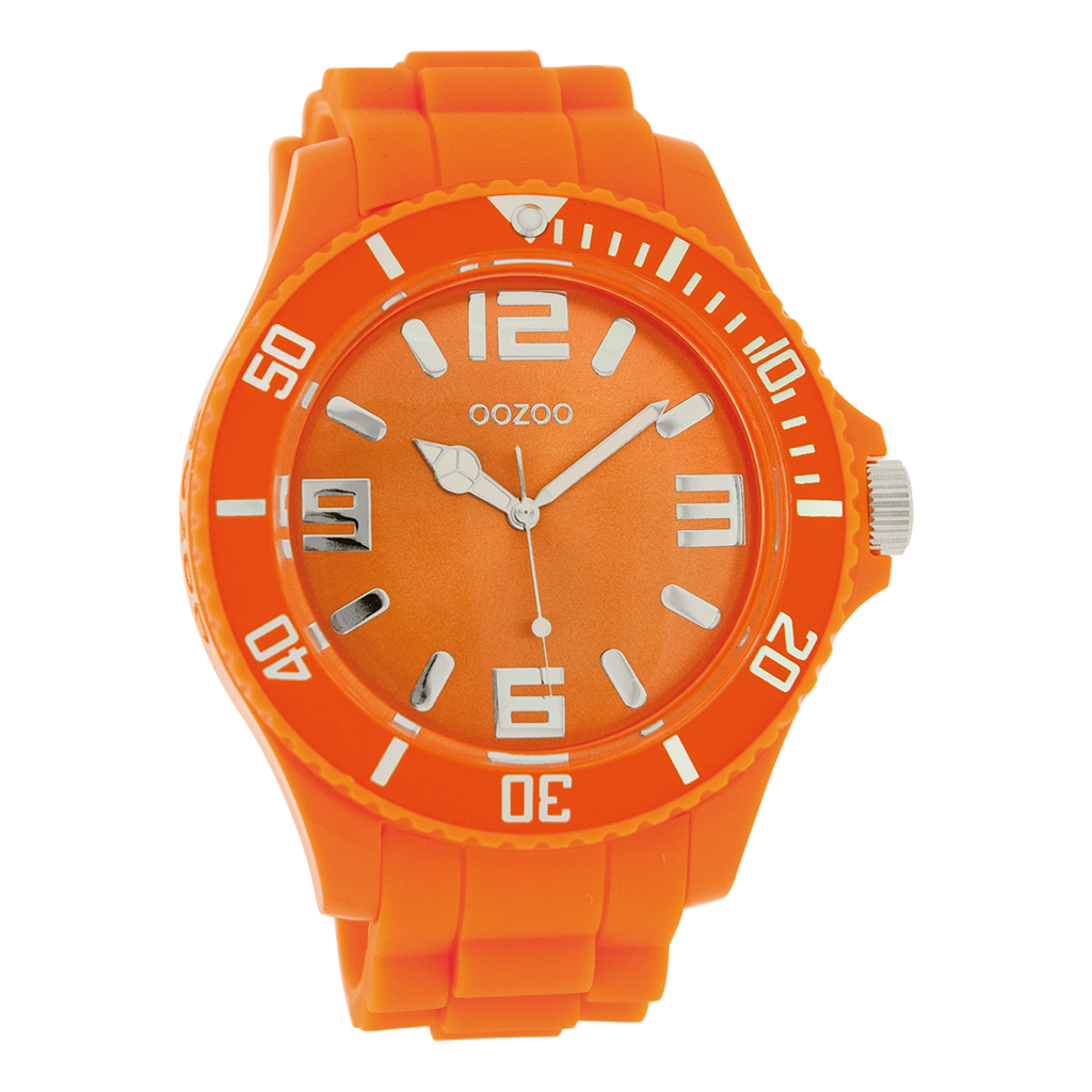 Fluo oranje OOZOO horloge met rubber band - C4333