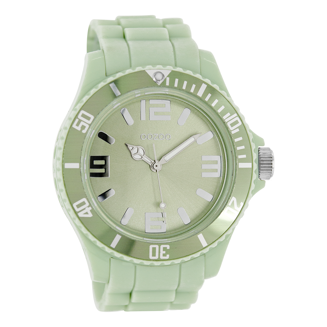Jade green OOZOO watch with rubber strap - C4343
