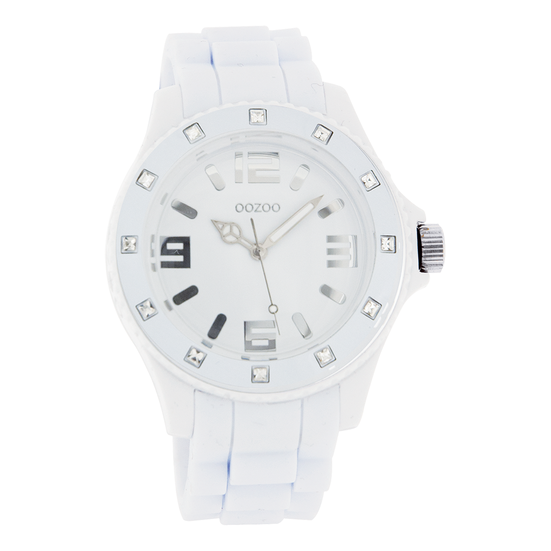 White OOZOO watch with rubber strap - C4356