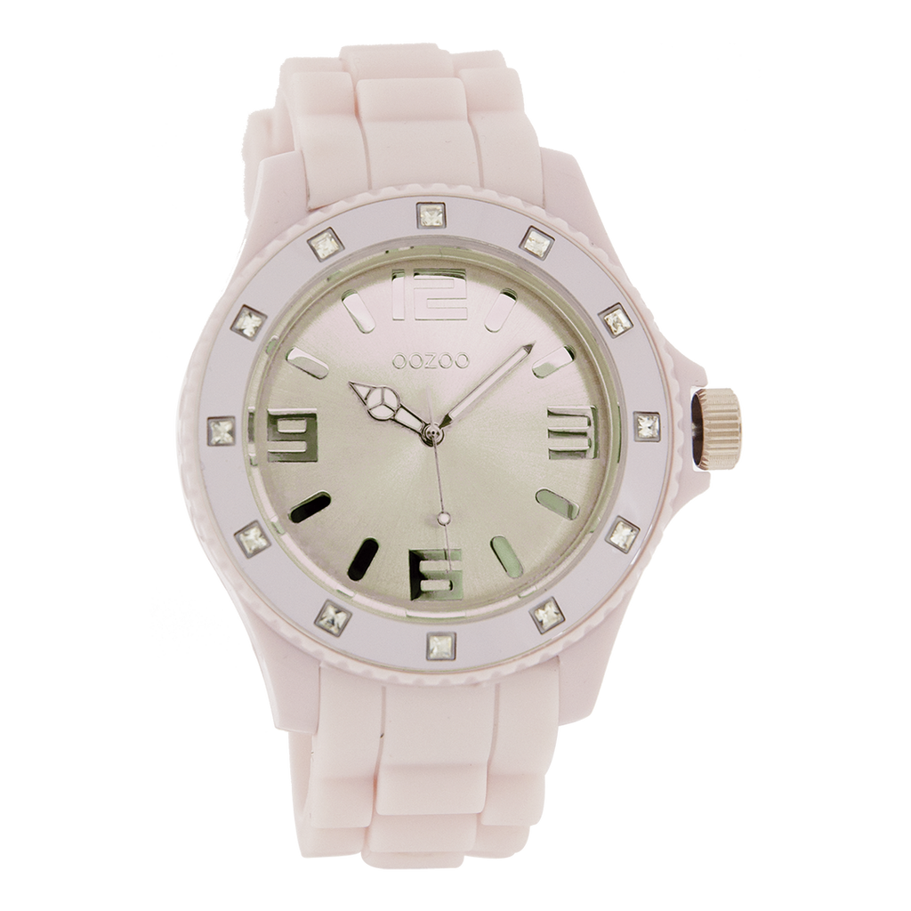 Oud roze OOZOO horloge met rubber band - C4358