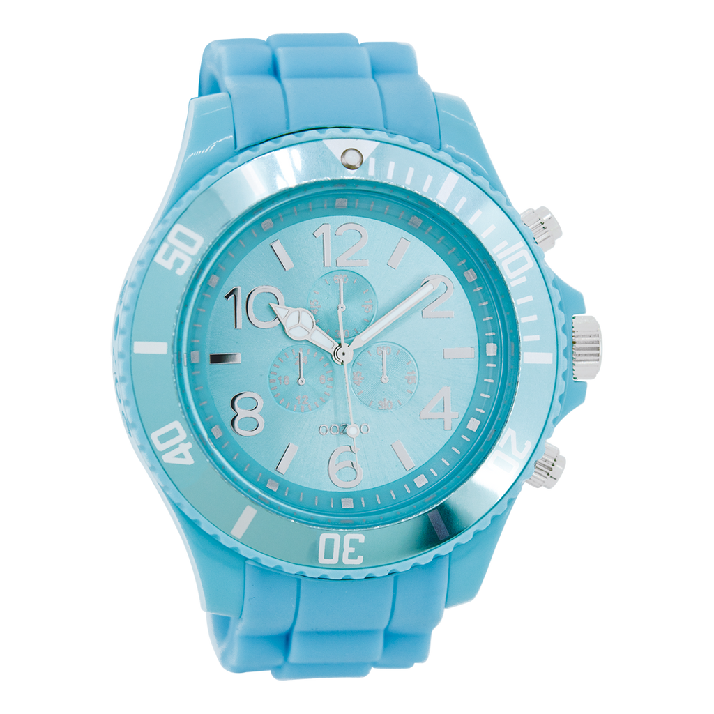 Licht blauwe OOZOO horloge met rubber band - C4824