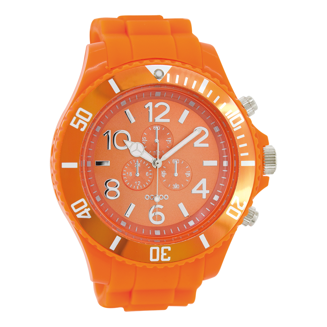 Fluo oranje OOZOO horloge met rubber band - C4826