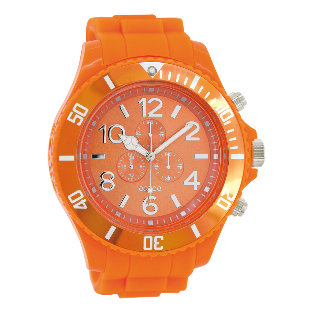 Fluo oranje OOZOO horloge met rubber band - C4826