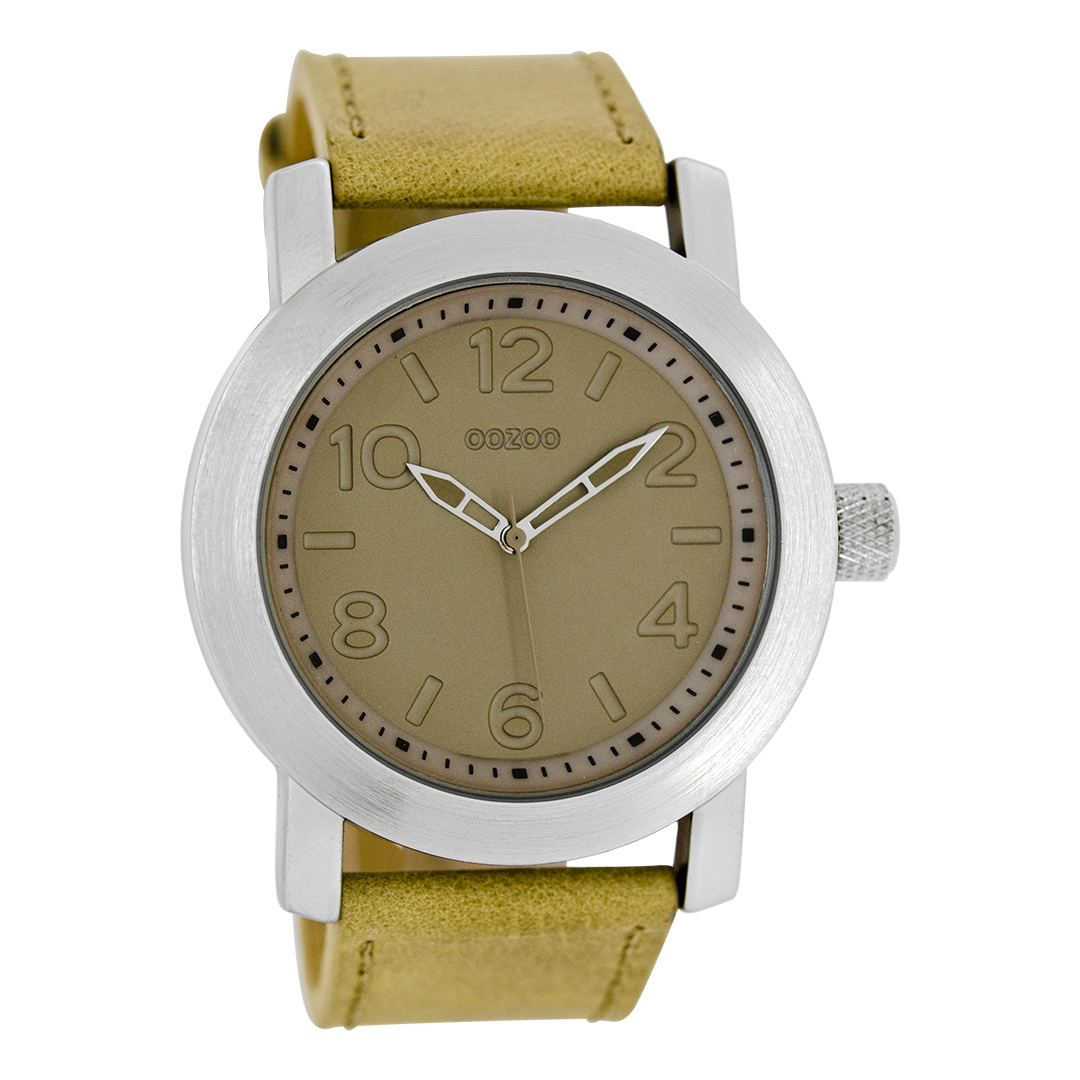 OOZOO Montre en couleur argent avec bracelet en cuir en sable - C5151