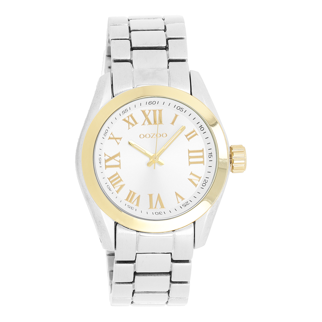 Silver coloured/gold OOZOO watch with silver coloured stainless steel bracelet - C5721