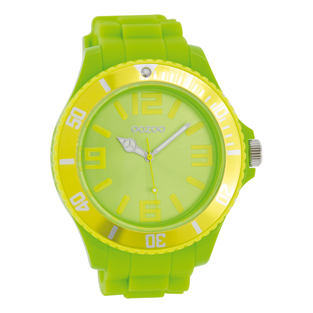 Fluo groene OOZOO horloge met rubber band - C5824