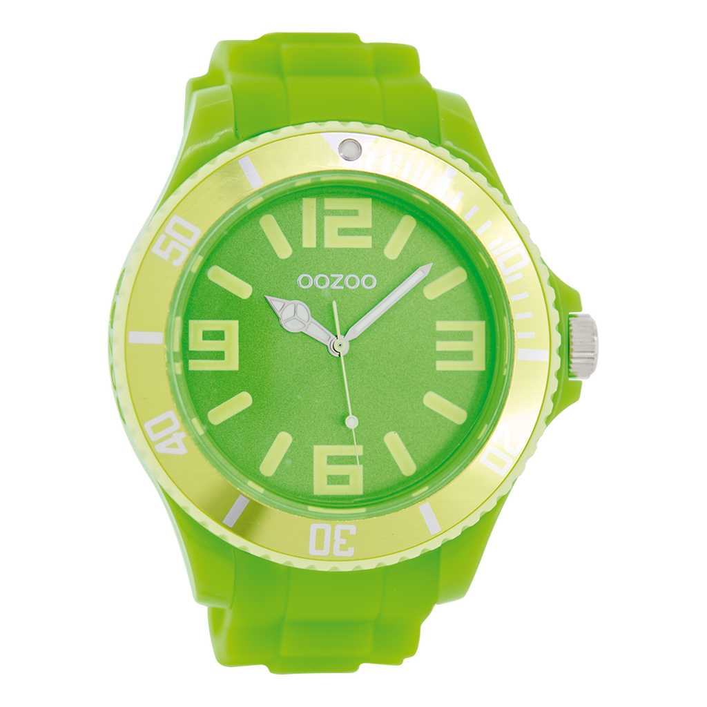 Fluo groene OOZOO horloge met rubber band - C5834