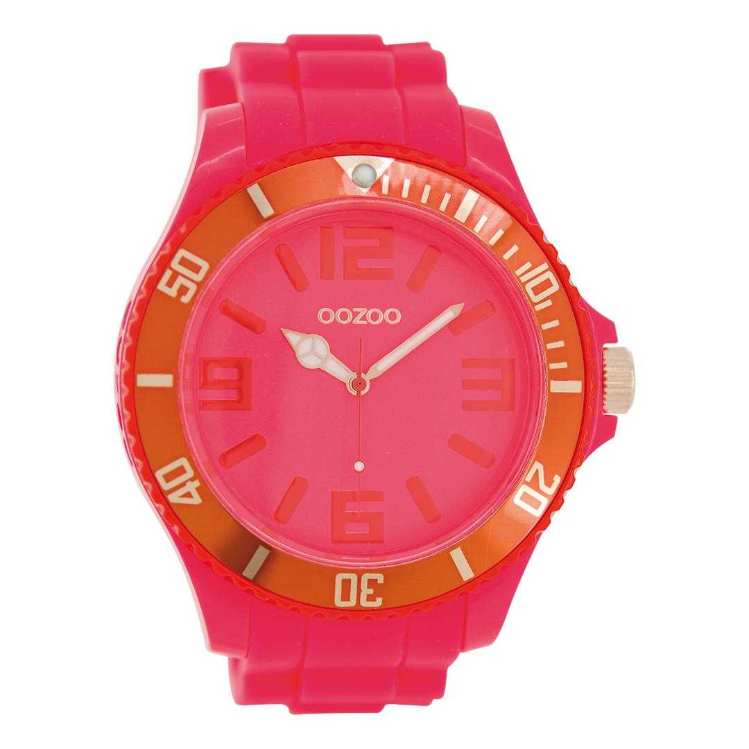 Fluo pink OOZOO watch with rubber strap - C5838