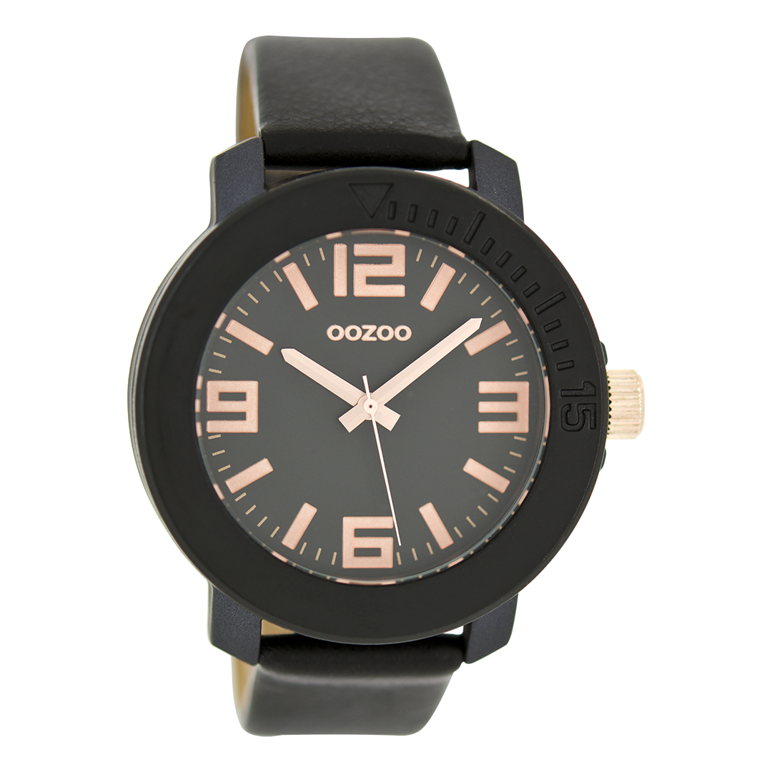 Black OOZOO watch with leather strap - C6264