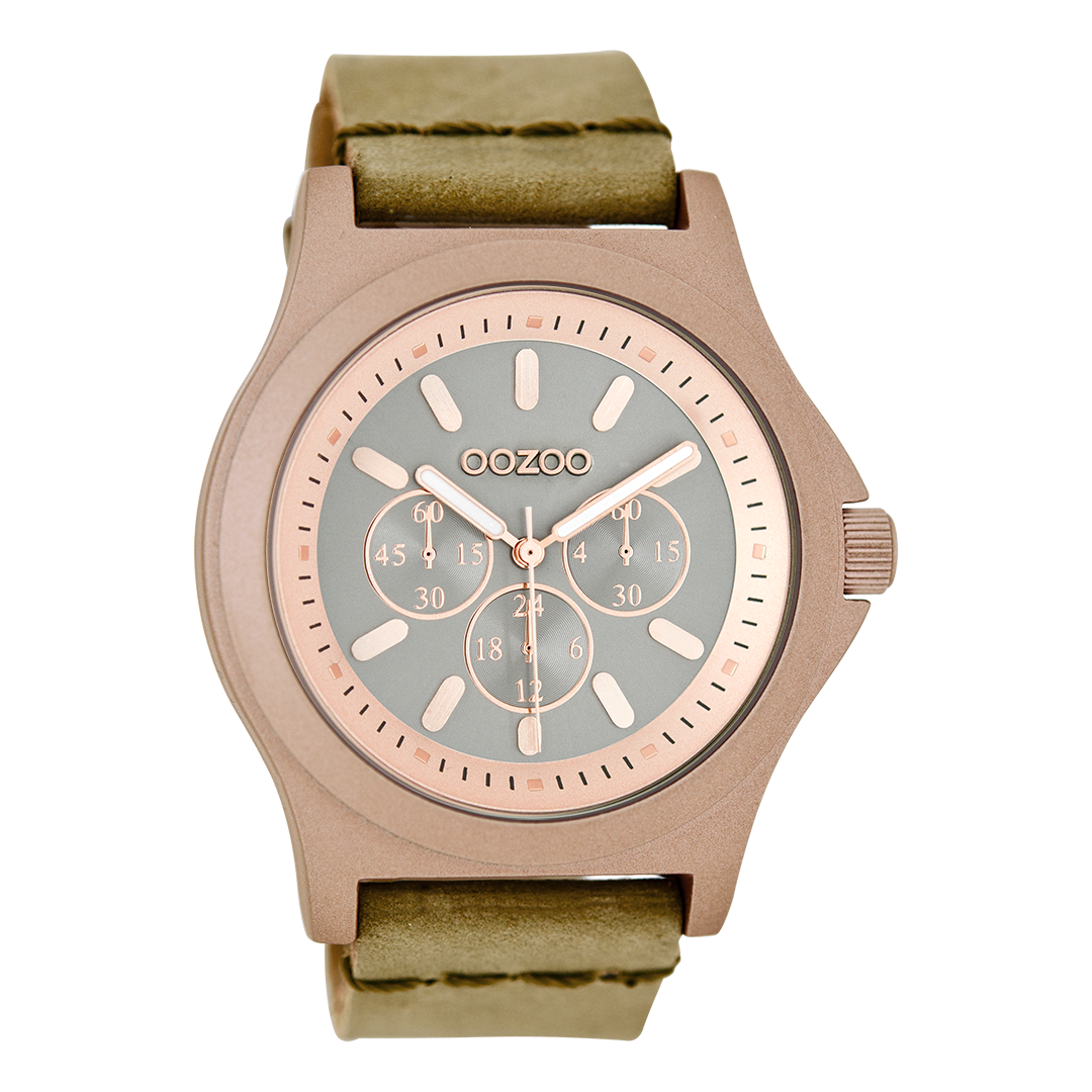 Rose gold coloured OOZOO watch with camel leather strap - C6511