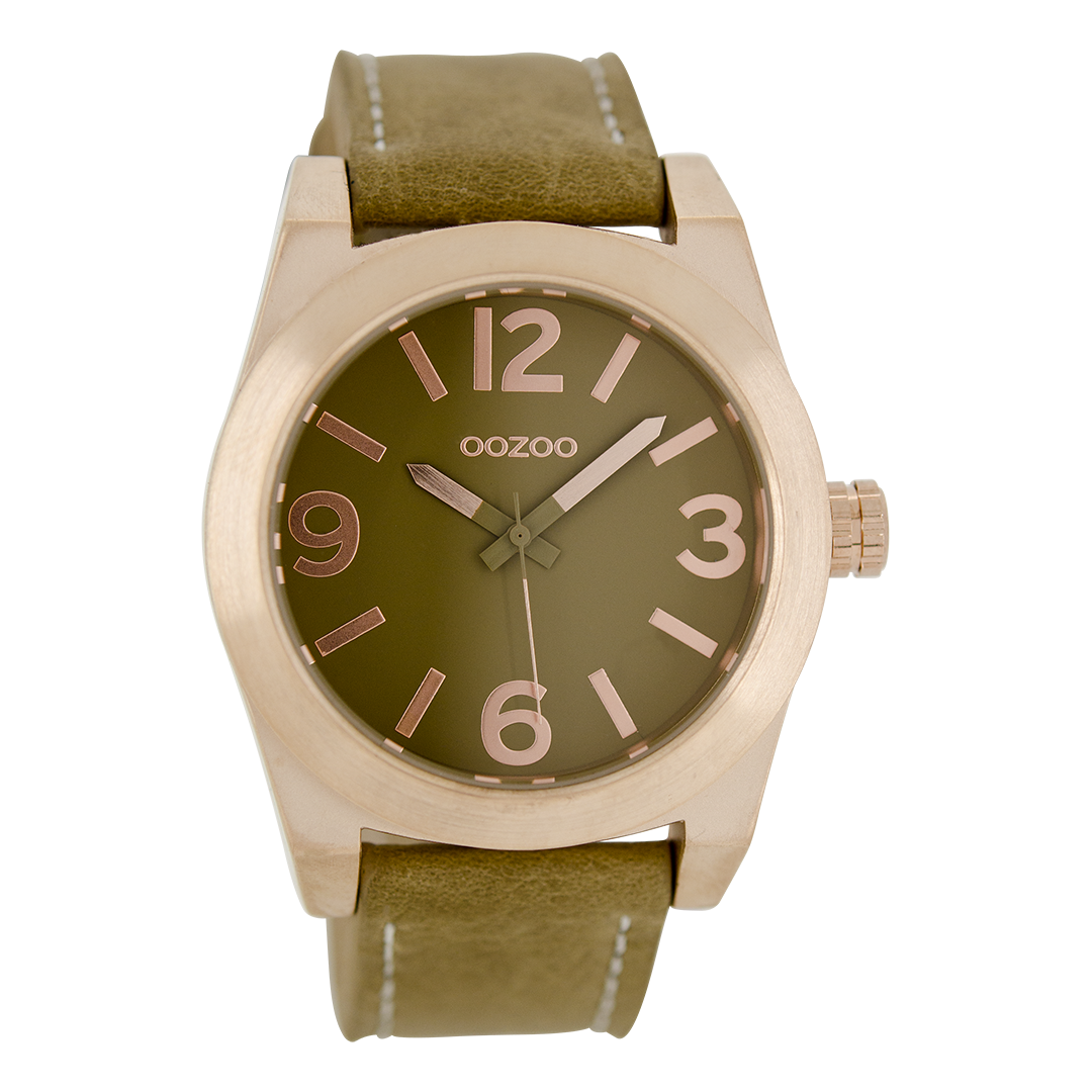 Rose gold coloured OOZOO watch with camel leather strap - C6735