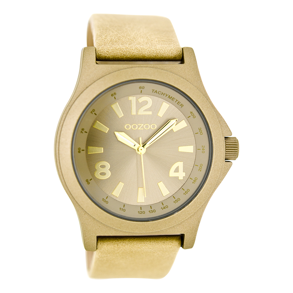 Goudkleurige OOZOO horloge met zand leren band - C6875