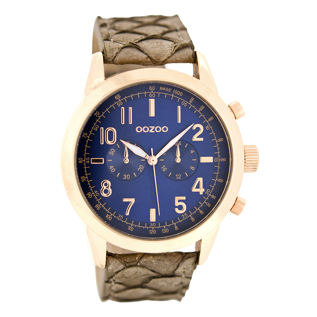 Rose gold coloured OOZOO watch with brown leather strap - C6887