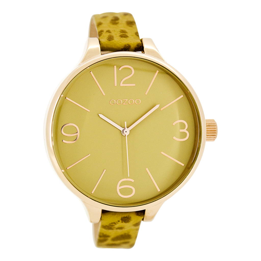 Rosé goudkleurige OOZOO horloge met camel leren band - C7967