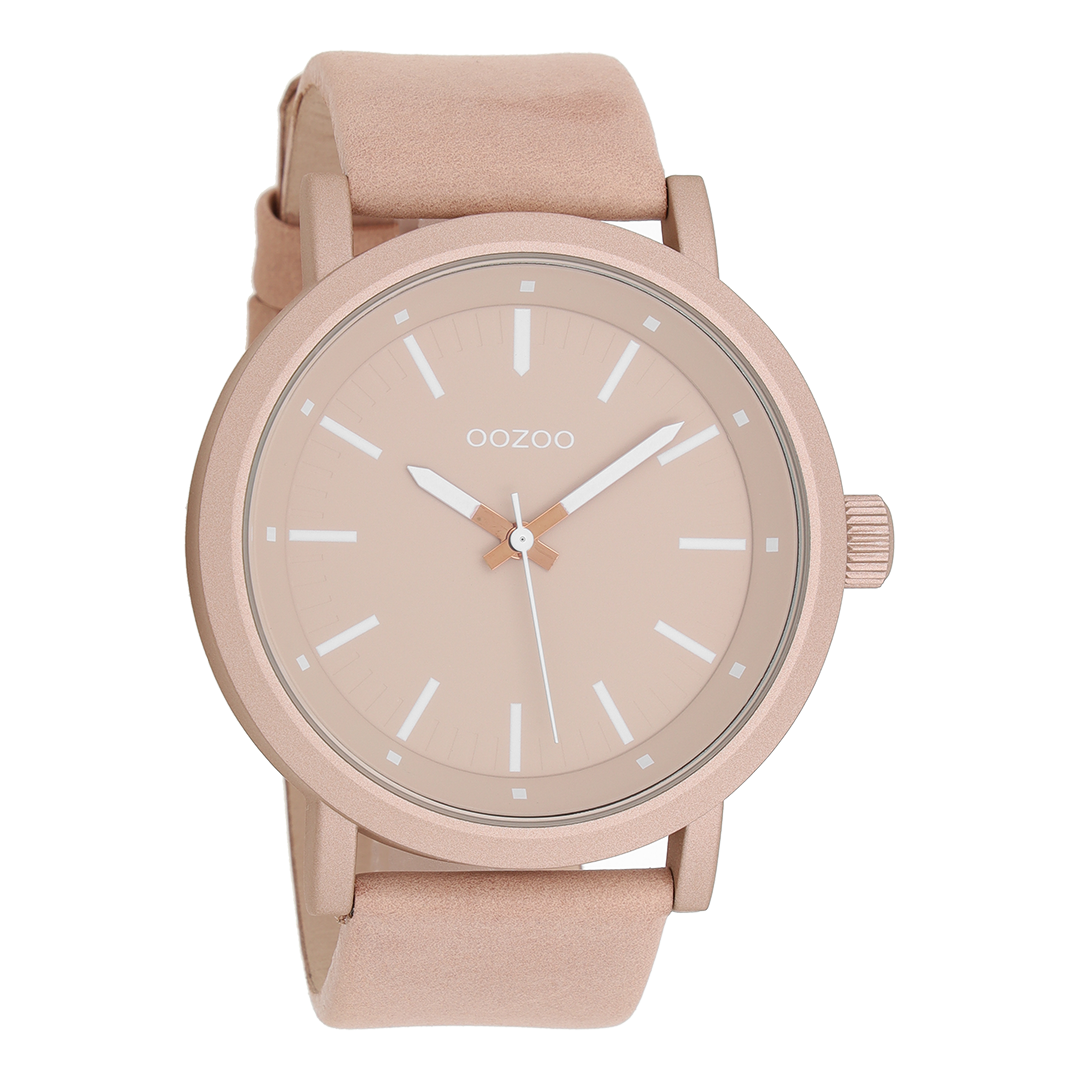 Pink grey OOZOO watch with pink leather strap - C8250