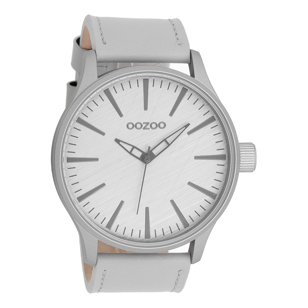 Light grey OOZOO watch with leather strap - C8275