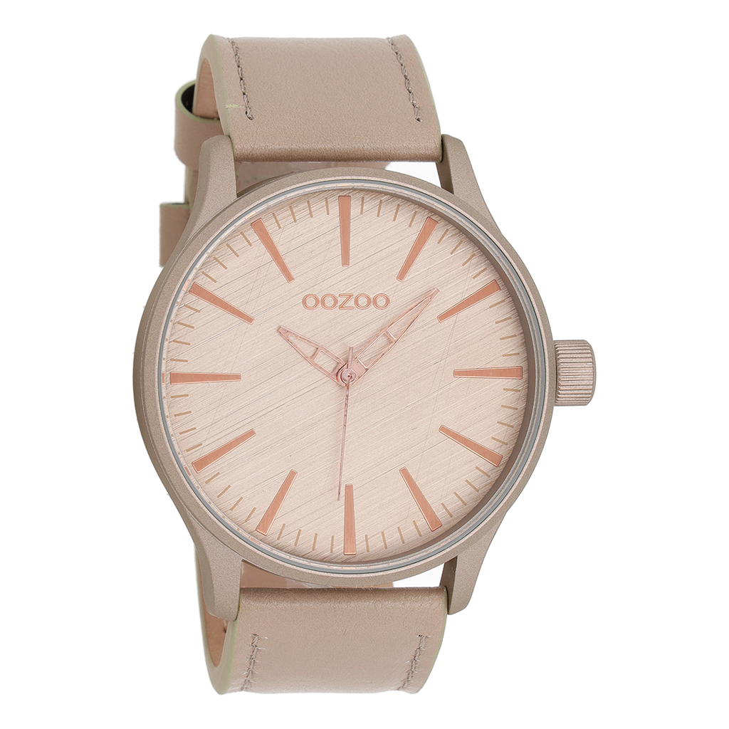 Pink grey OOZOO watch with leather strap - C8276