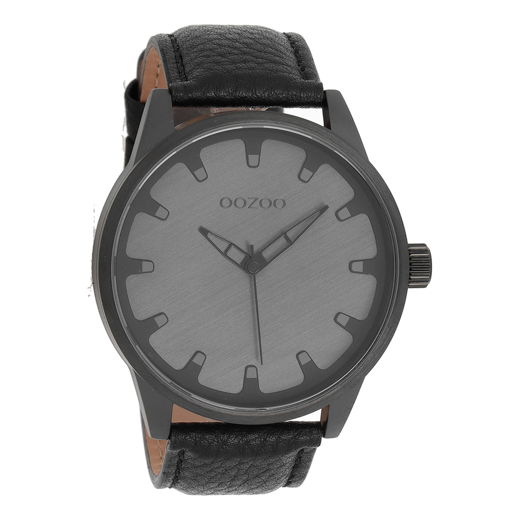 Black OOZOO watch with leather strap - C8549