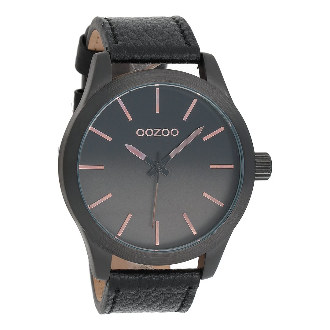 Black OOZOO watch with leather strap - C8558