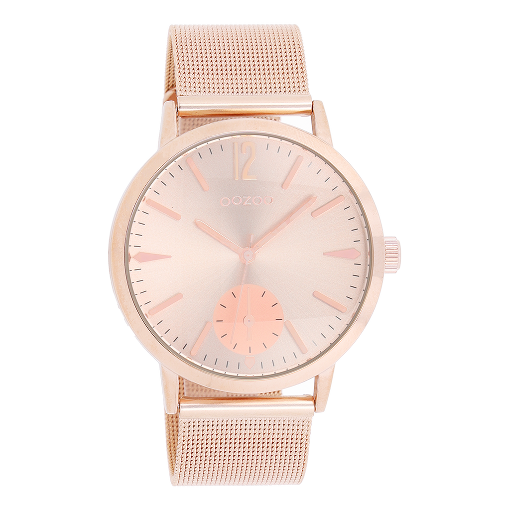 Rose gold coloured OOZOO watch with metal mesh bracelet - C8614
